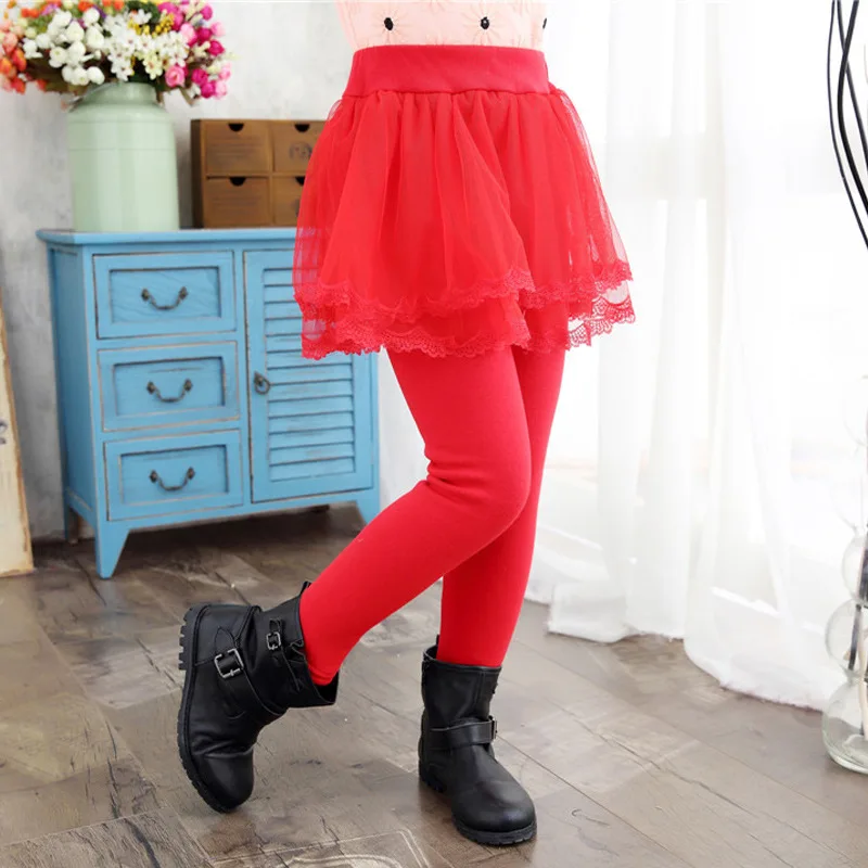 Childrens Winter Girls Warm Skirts Pants For Kids Baby Patchwork Bowknot Princess Leggings Teens Dance Pants Cake Skirt Trousers images - 6