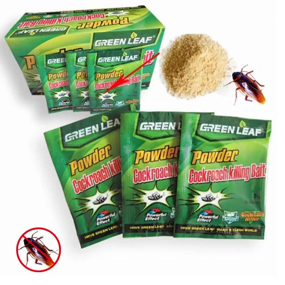 

10 Packs Green Leaf Powder Cockroach Killer Bait Repeller Killing Trap Pest Control LKS99