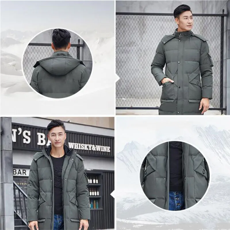 Мужское хлопковое пальто мужское длинное выше колена большого размера зимнее