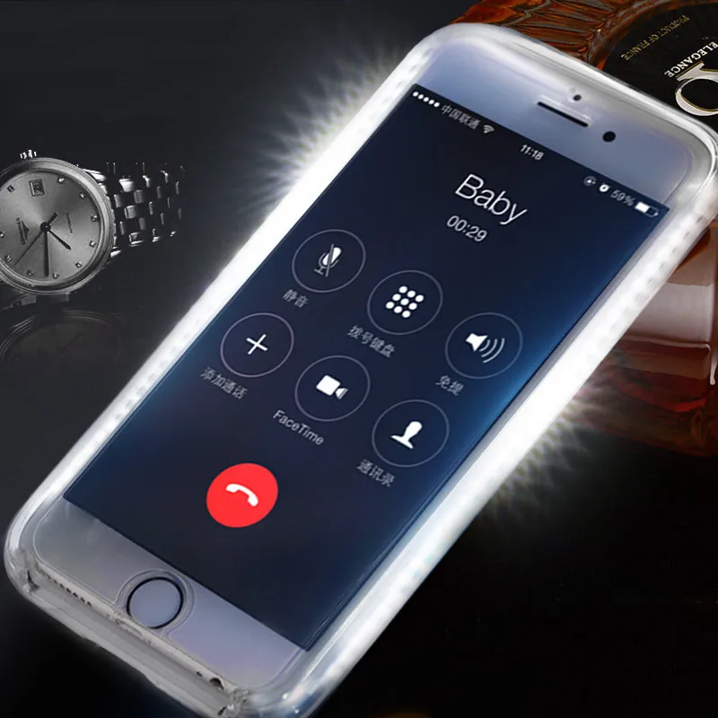 Светящийся легкий Чехол для телефона iPhone 11 12 pro max 7 8 Plus X идеальный чехол селфи XS MAX