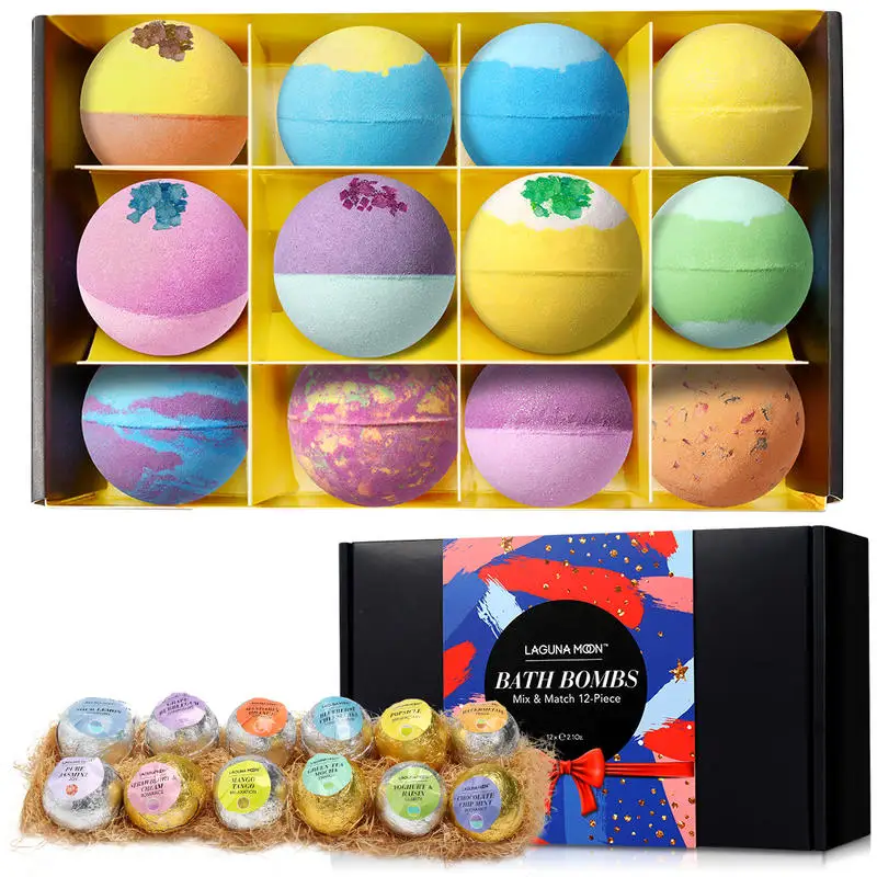

Подарочный набор LAGUNAMOON 12 шт., разноцветный натуральные пузыри для ванны-бомба с ароматом, Увлажняющий Спа-набор для сухой кожи
