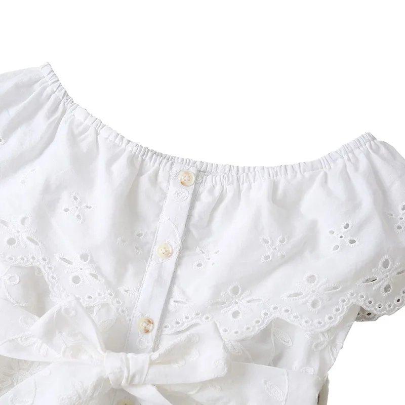 Белый комбинезон с цветочным рисунком для маленьких девочек детские вечерние