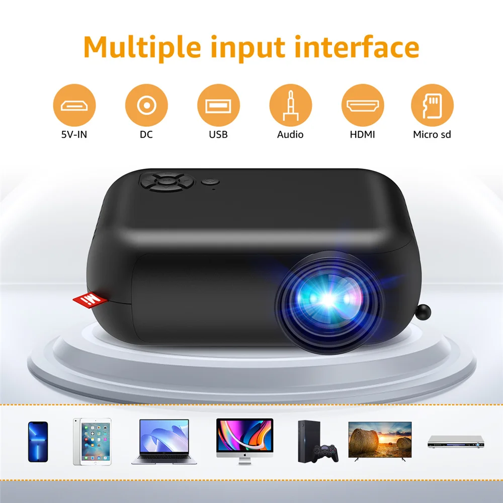Портативный USB светодиодный проектор мини-проектор 480x36 0 пикселей поддержка 1080P