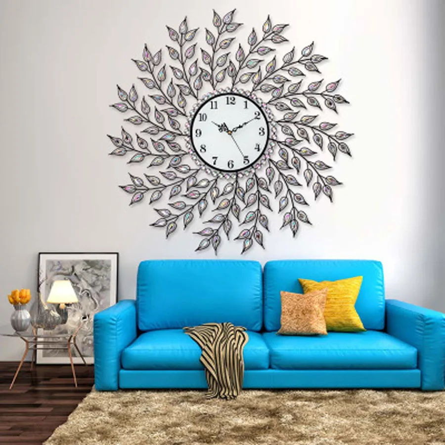 Настенные часы с железным рисунком Большие европейские Роскошные Металлические