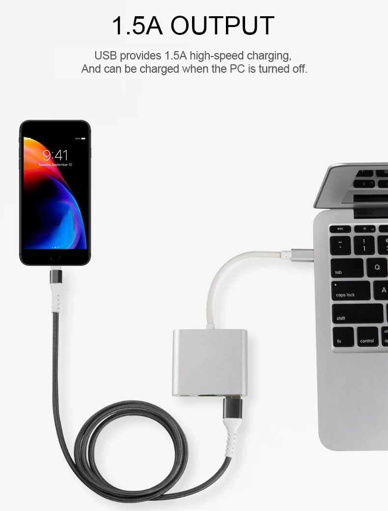 UTHAI C43 для Lightning type C to 1080P HDMI адаптер цифровой av-кабель для iphone XR X 8 7 11 ipad Air to 4K конвертер Android