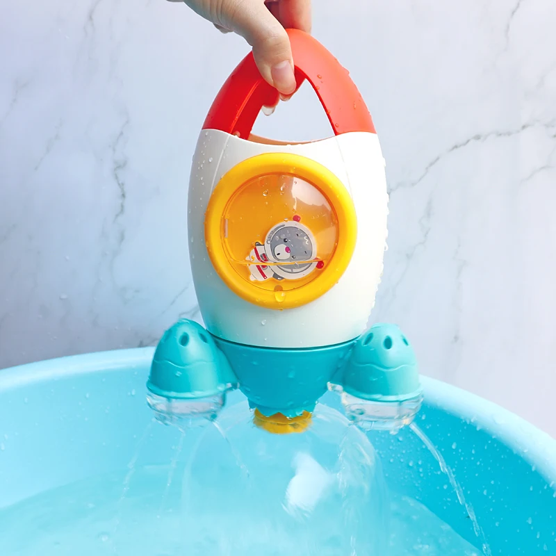 

QWZ New Baby Spin Water Spray Rocket Bath Toys for Children Toddlers Shower Game Bathroom Sprinkler Baby Bath Toy for Kids Gifts