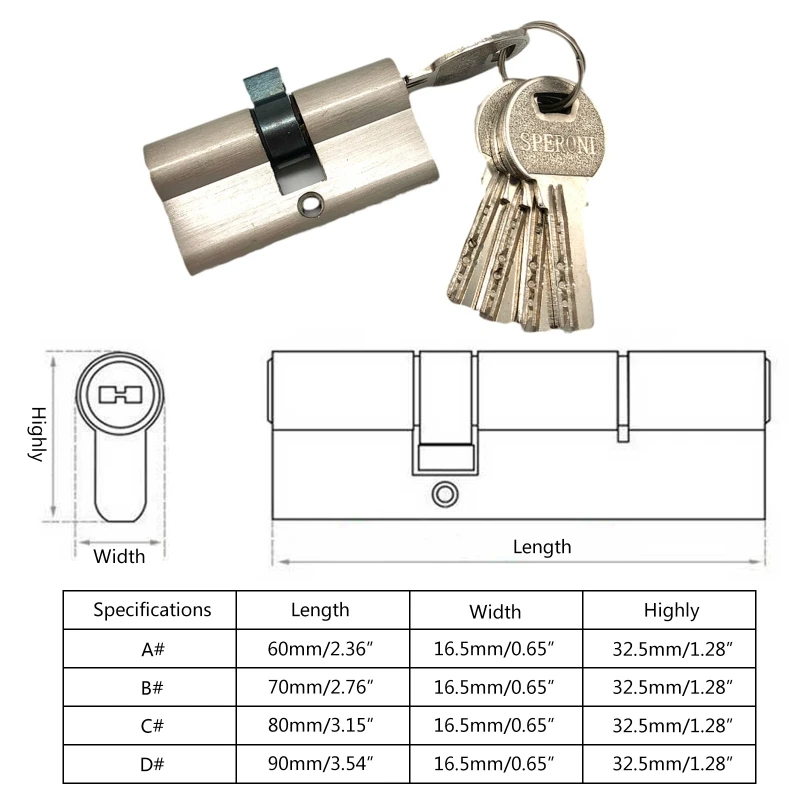 

Double Open Lock Door Window Security 60 70 80 90mm Cylinder Key Anti-Theft Entrance Brass Door Lock Lengthened Core
