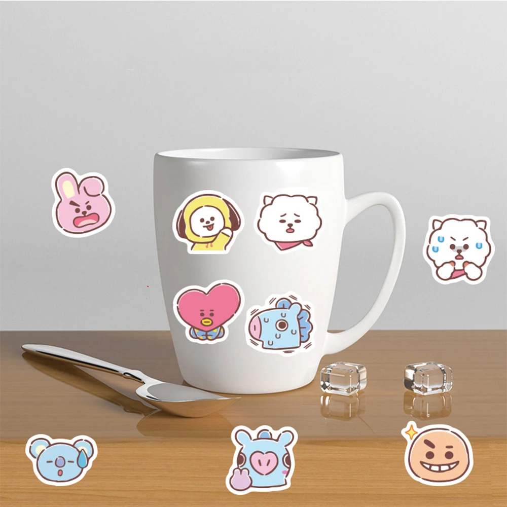 60 шт. BT21 наклейка мультяшная Милая наклейка для домашнего декора DIY Наклейка s багаж ноутбук игрушка для скейтборда Дневник Книга телефон автомобиль