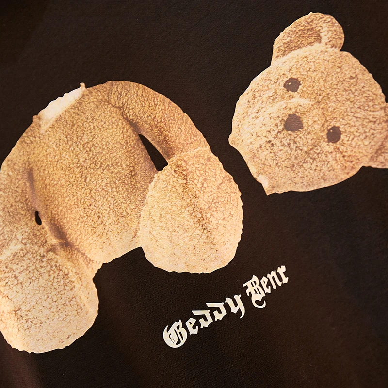 

Big Yards New Autumn Cartoon Printing Hooded Fleece Skirt Two-Piece Clothing Set Pullover Top Black Cartoon Design Print