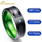 Мужские кольца из углеродного волокна с зеленым цирконием, 100% вольфрам-карбид, свадебные подарочные Колечки с черным драконом, качество AAA