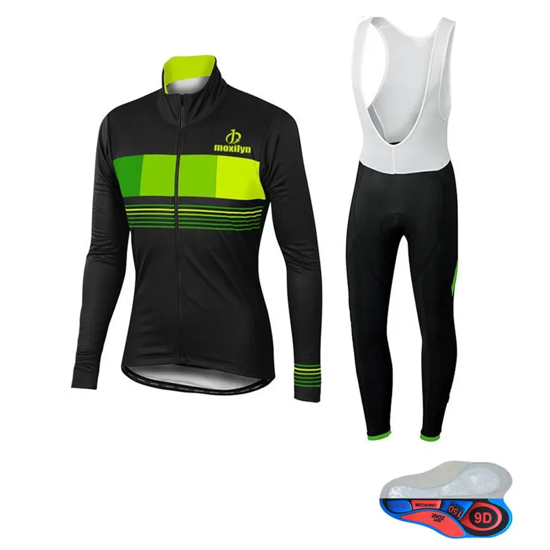 yellow set no fleece Одежда для велоспорта, комплект с нагрудником, с длинным рукавом, велосипедная Джерси, Ropa Ciclismo, велосипедная Джерси, быстросохнущая Мужская спортивная одежда, MTB, велосипедная одежда - Цвет: yellow set no fleece