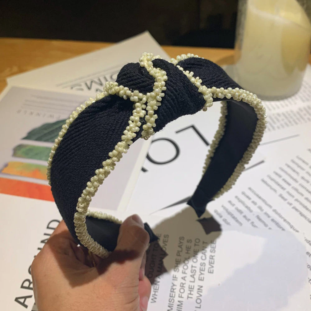 

1pc Knotted Headband Beaded Wide Brim Women Hairbands Simple Hair Hoop Girls Hair Accessories Headwear