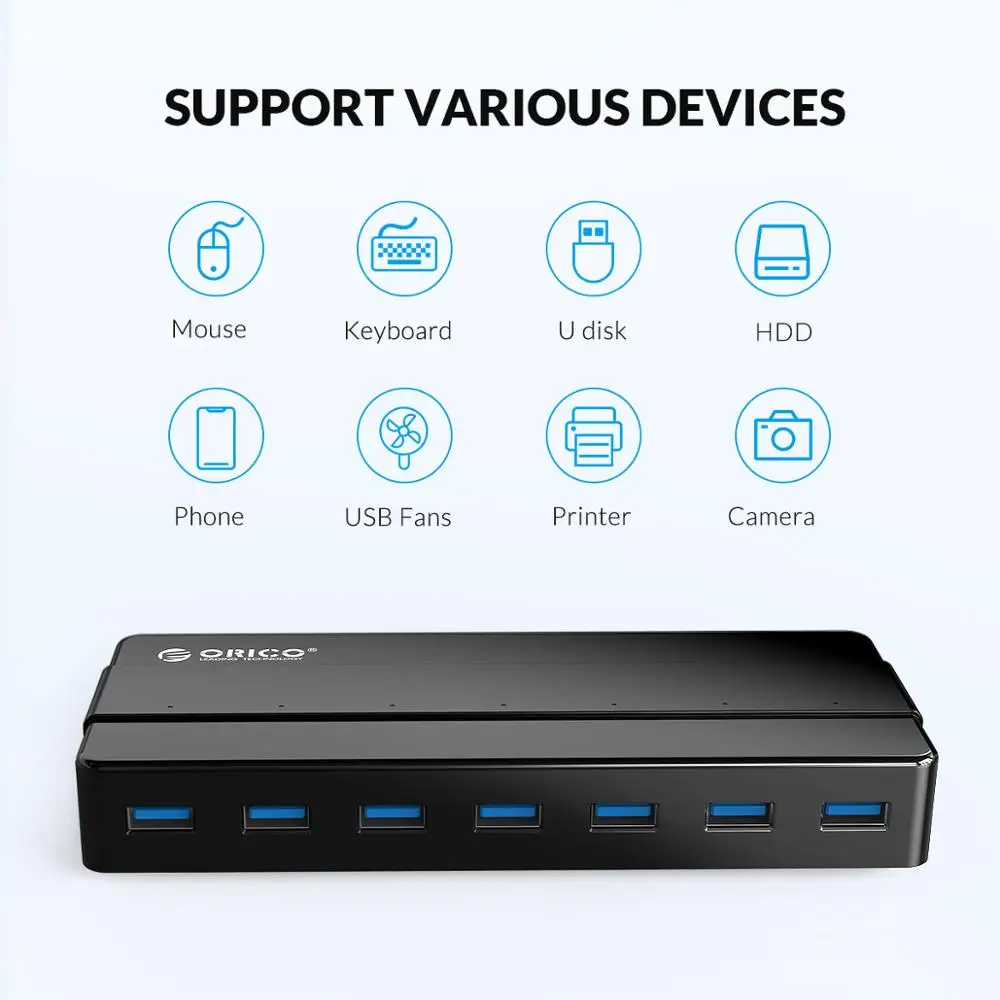 Концентратор ORICO USB 3 0 с 4 портами и адаптером питания 12 В разделитель данных для