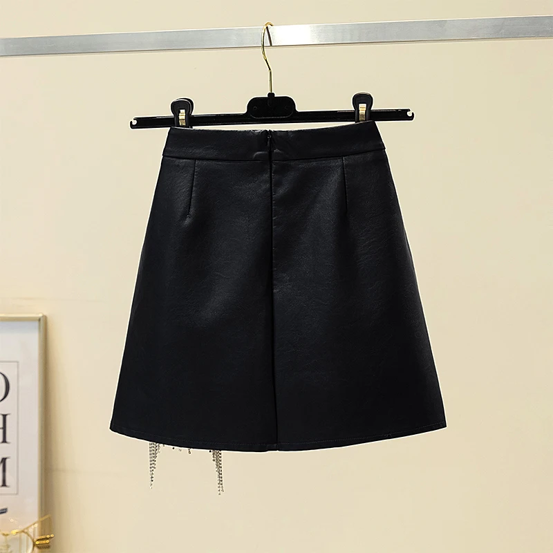 Женская Кожаная Мини-юбка с высокой талией черная короткая юбка из искусственной