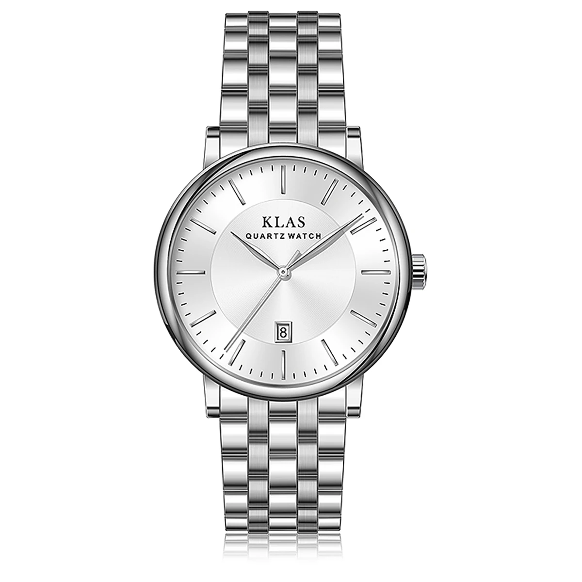 Fashionable Silver Quartz men's watch trend 35.0 mm engraved pattern dial, stainless steel watch 2021  KLAS brand