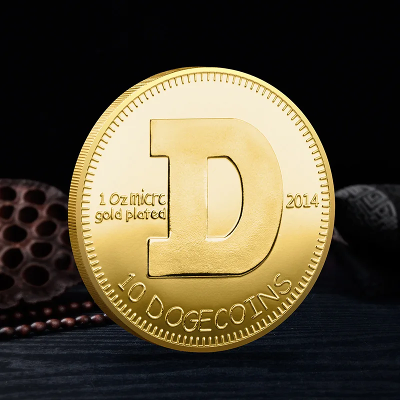 Dogecoin Золотая тарелка сувенирная монета криптовалюта 1 шт. модель Doge WOW искусство