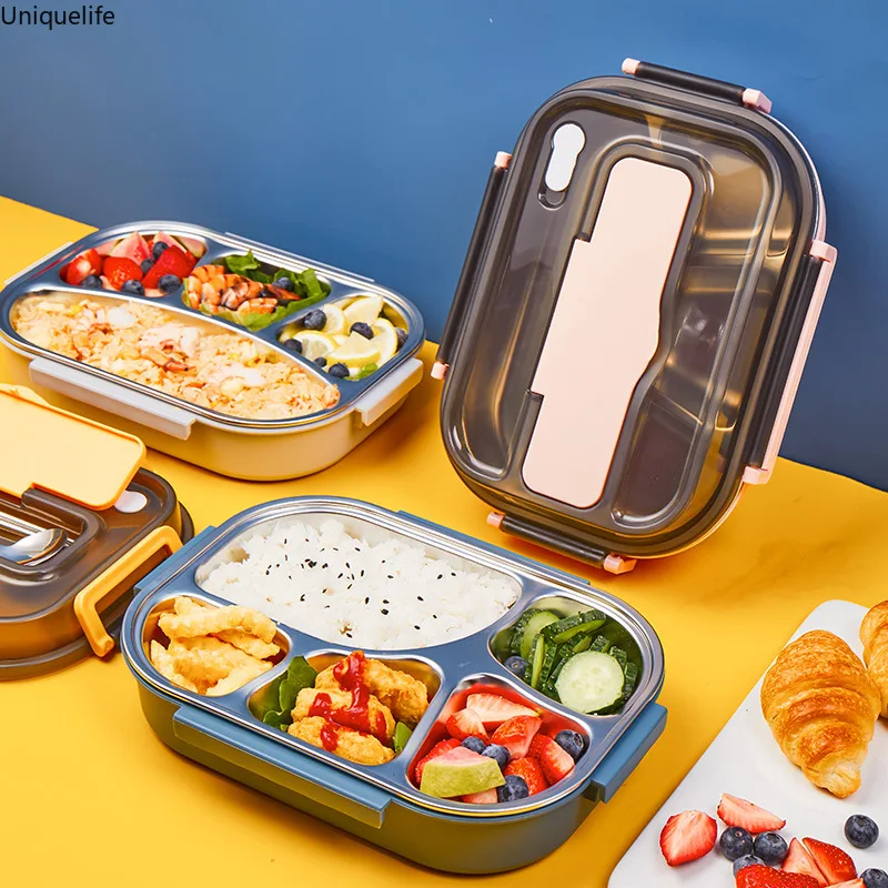 

304 Stainless Steel Insulated Lunch Box Multi Grids Bento Box For Students And Office Workers