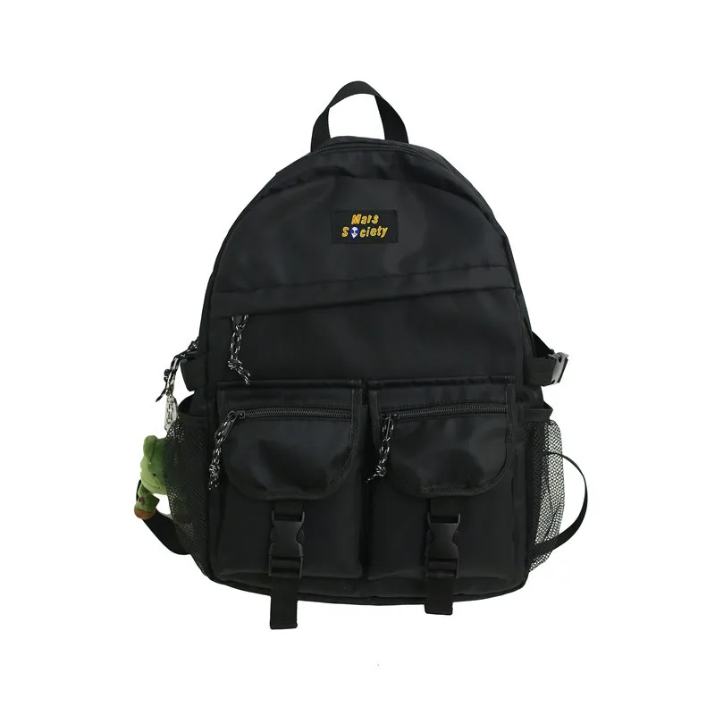 

Trendy cool locomotive style boys and girls student school bags all-match solid color large-capacity backpack