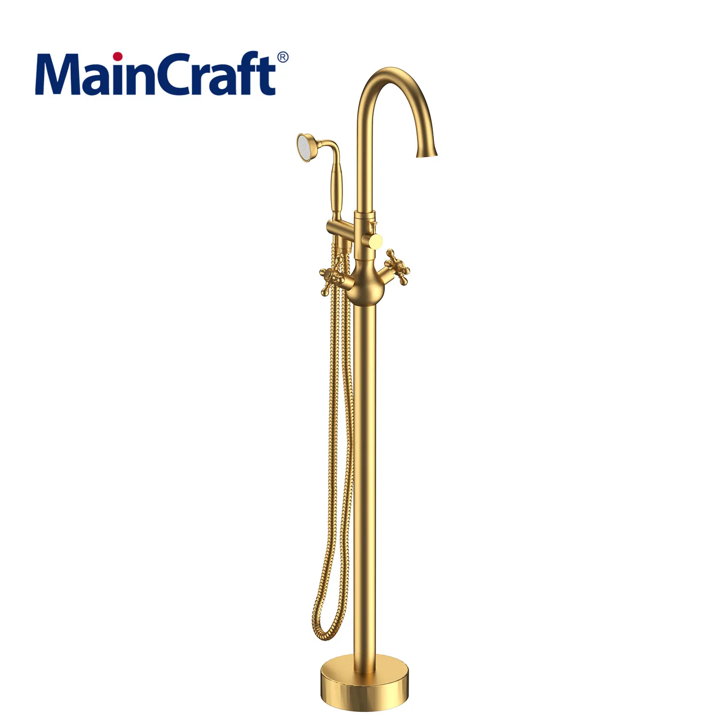 

Chrome Bathroom Faucet Floor Mounted Clawfoot Tub Faucet Free Standing Mixer Tap with Handshower Single Lever Bathtub Faucet
