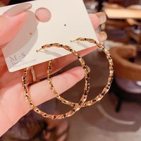 blijery new fashion gold color big hoop earrings brincos temperament twist circle earrings for women jewelry boucles doreill