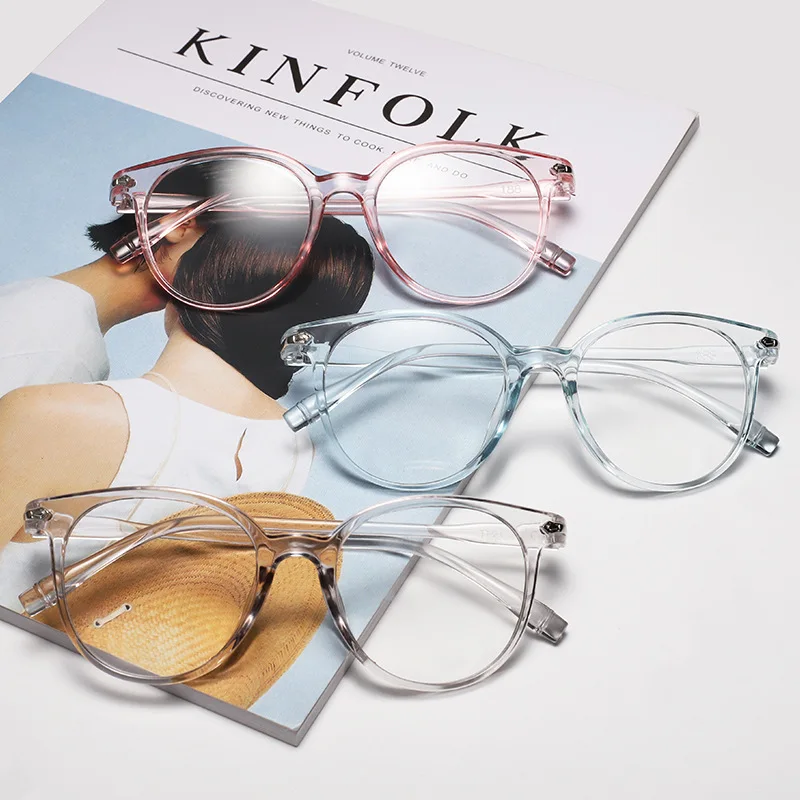 

New Korean fashion eyeglass personality flat transparent jelly color frame mirror