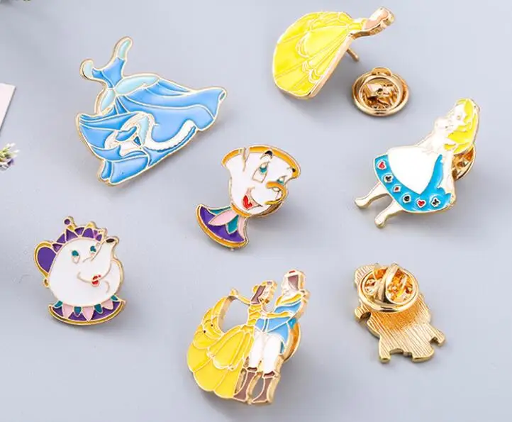 Мультяшная Красавица и чудовище эмаль сказочные сказки платье принцессы