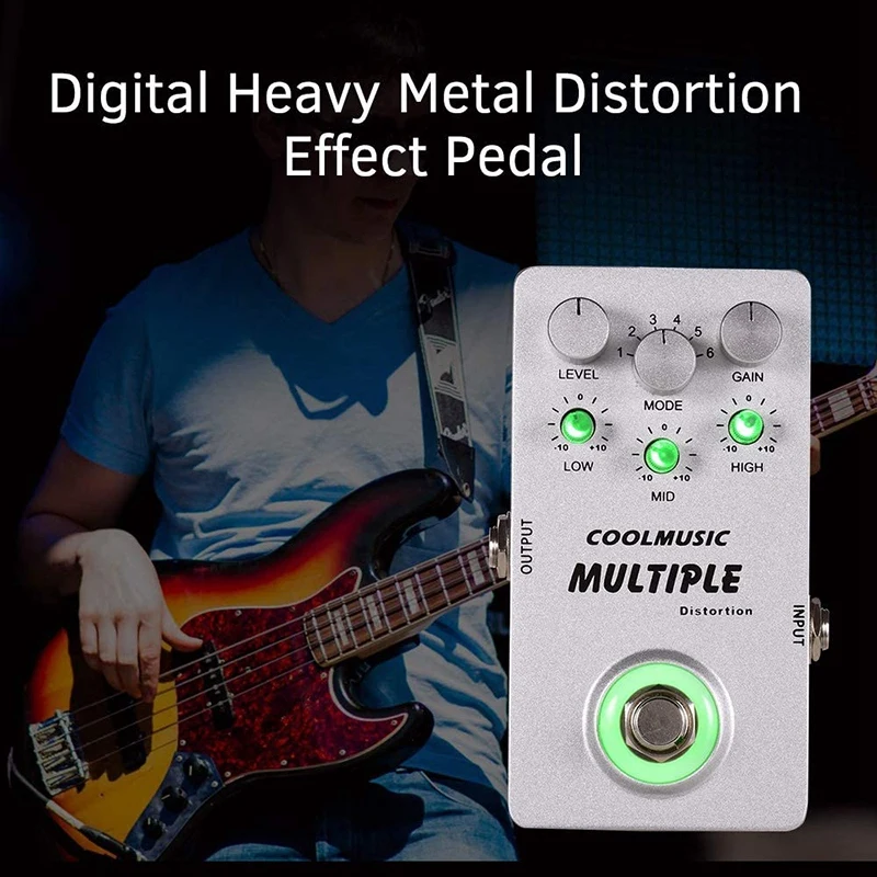 

COOLMUSIC A-MT6 Digital Distortion Guitar Effect Bass Pedal with 6 Distortions Aluminum Alloy Shell True Bypass