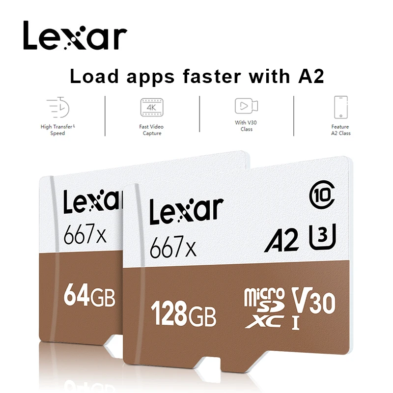 Lexar профессиональная карта памяти до 100 МБ/с. микро SD карты 667x C10 256 ГБ TF карта 128 ГБ Бесплатный адаптер для беспилотная спортивная видеокамера