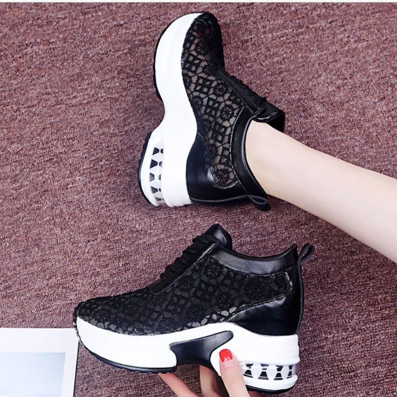 

Summer Women Shoes Woman Breathable Mesh Sneakers Flats Lace Loafers Thick Heels Platform Wedges Casual Shoe