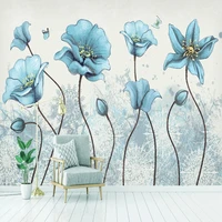 custom any size mural wallpaper 3d retro hand painted flowers and birds painting living room tv sofa home decor papel de parede