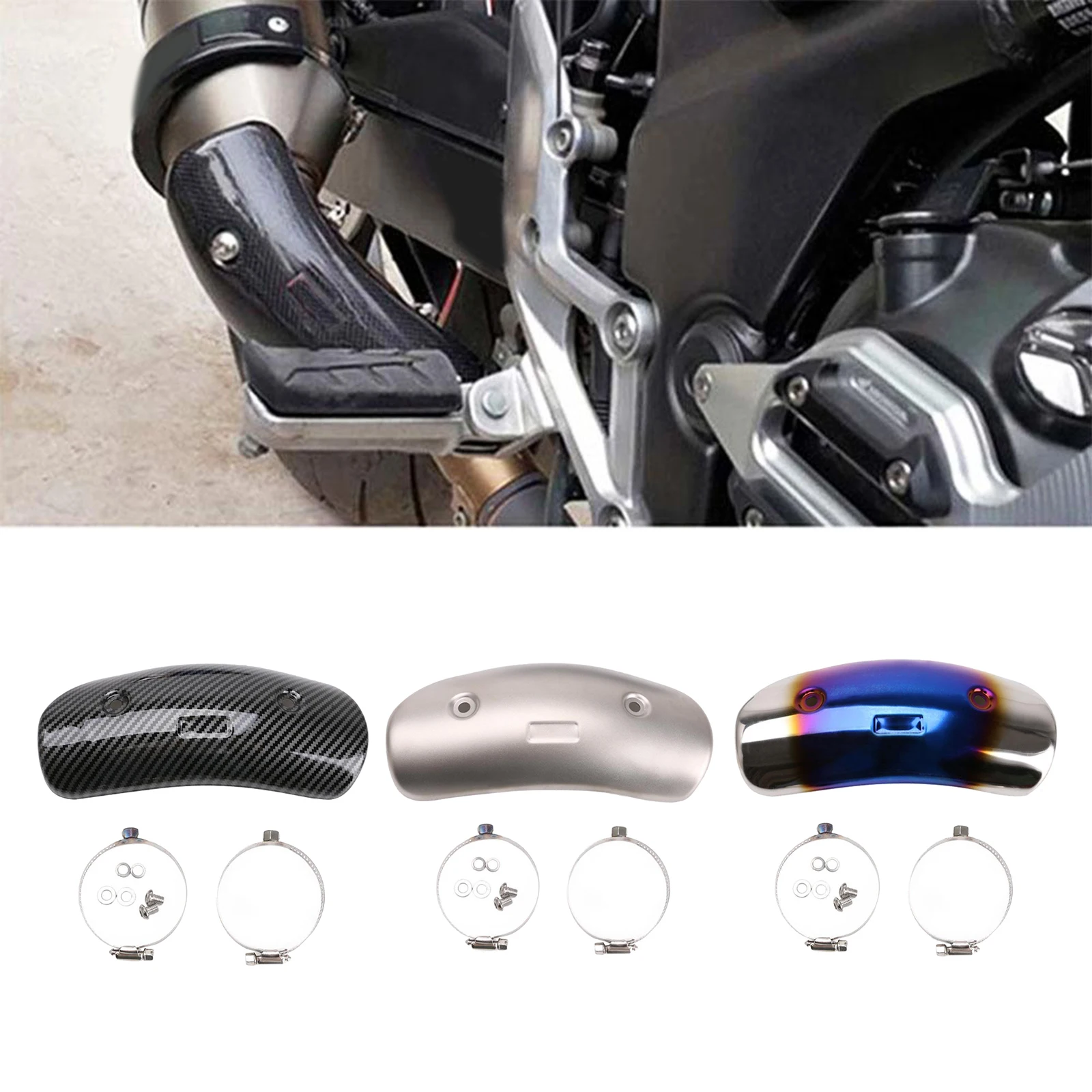 

7.7' Motorbike Exhaust Heat Shield Cover Middle Pipe Guard Kit Roasted blue