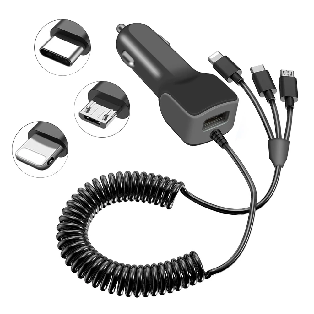 

For Type-c charger car for android fast quick charge with cable for iphone USB Car Phone Charger For Samsung Xiaomi Redmi Note 7