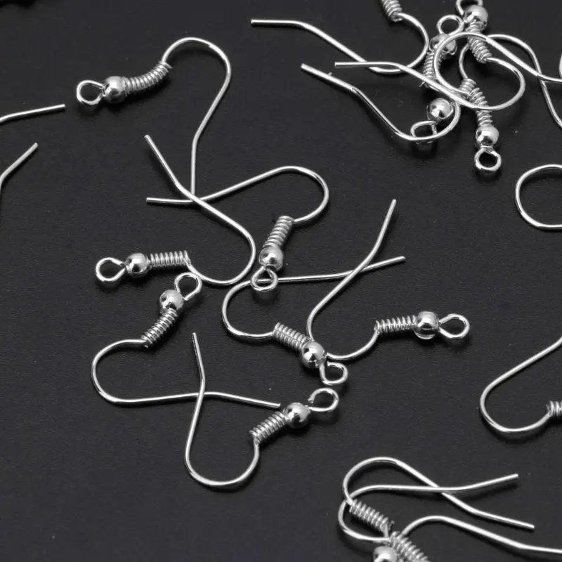 

69HB 100Pcs Silver Gold Earring Hooks Ear Wires Hypo-allergeni DIY Jewelry Findings