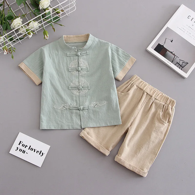 Летний костюм для мальчиков модная детская спортивная одежда в китайском стиле