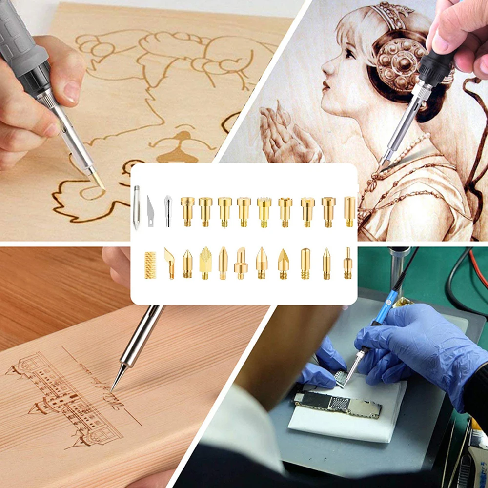23 шт. латунные наконечники паяльник набор инструментов дровяная маркировка