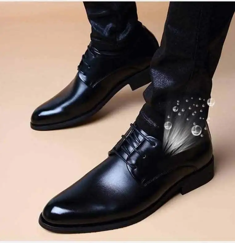 Мужские кожаные ботинки в британском стиле повседневные теплые высокого