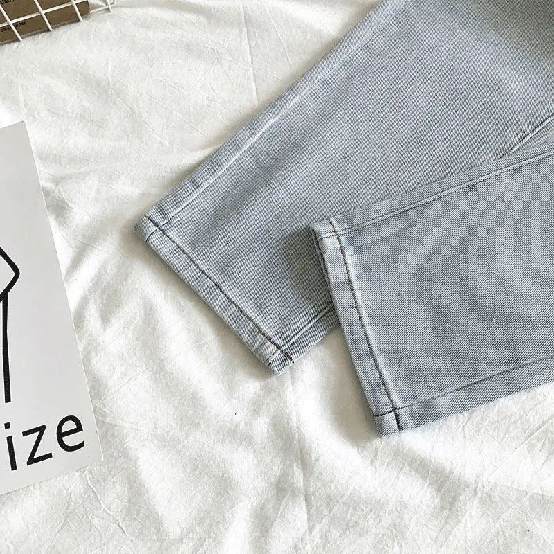 

Women Jeans Straight Ankle-length Trousers Classic Womens Casual All-match Soft High Waist Stylish Street-wear Korean Style Chic