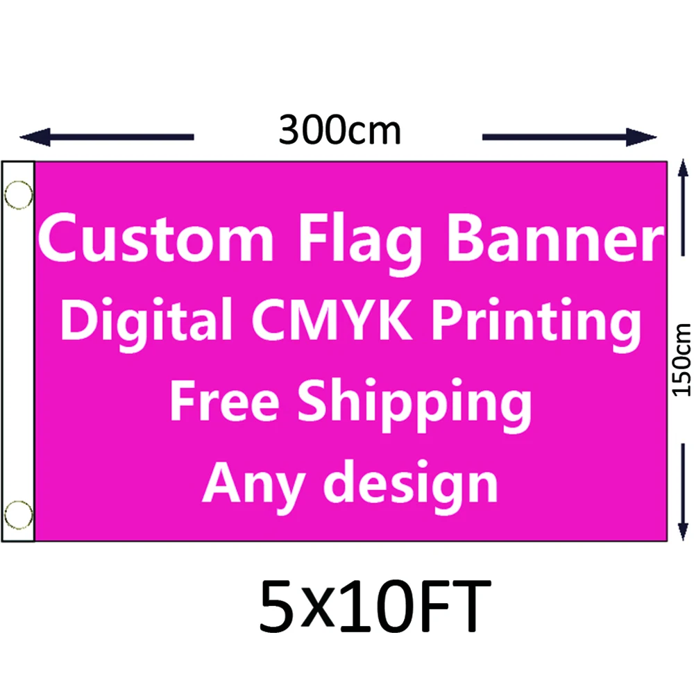 Пользовательский 5 'x 10' флаг 150x300 см баннер 100D полиэстер внутренняя или
