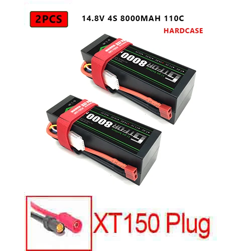 2PCS4S8000HARDXT150 DXF Lipo батарея 4S 8000mah 8400mah 14,8 V 110C 220C Hardcase для 1/8 1/10 масштаб Электрический радиоуправляемый Багги Truggy гусеничный автомобиль - Цвет: 2PCS4S8000HARDXT150