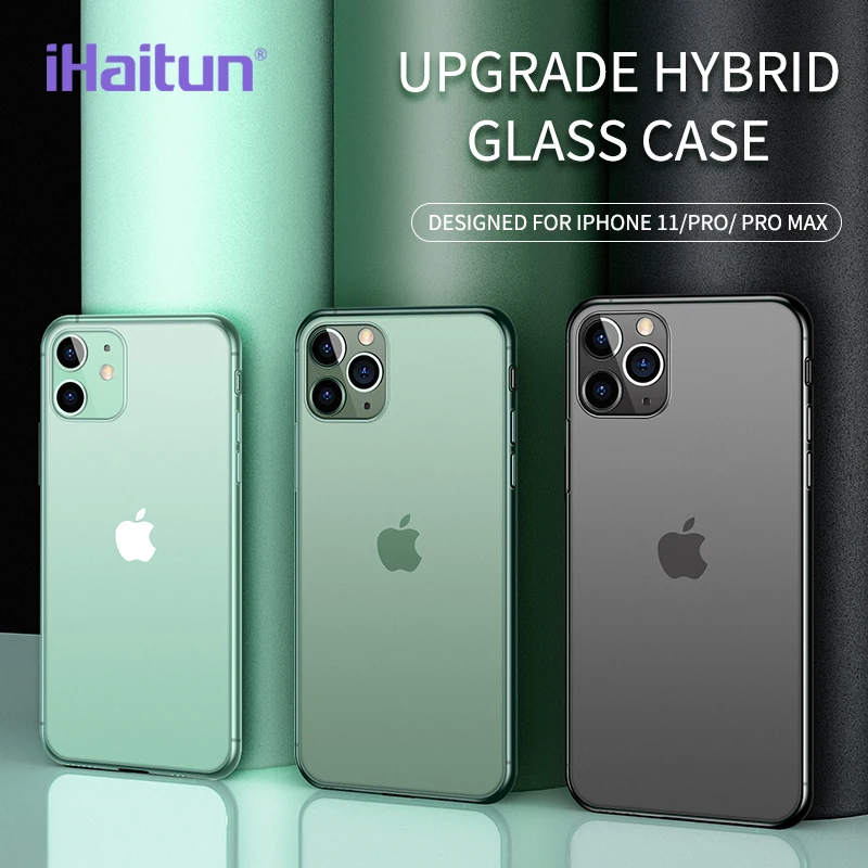 Роскошный стеклянный чехол iHaitun для iPhone 11 12 Pro Max чехлы с мягкими краями ультра