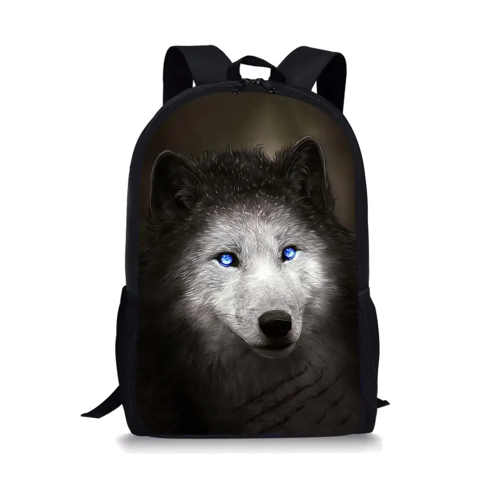 Детские школьные рюкзаки с принтом волка, модные ранцы для девочек и мальчиков-подростков