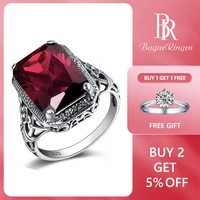 bague ringen rectangle vintage red gemstone rings for women new female fashion jewelry ring wholesale party gifts