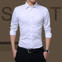 simple fall top slim soft single breasted autumn shirt business shirt male top