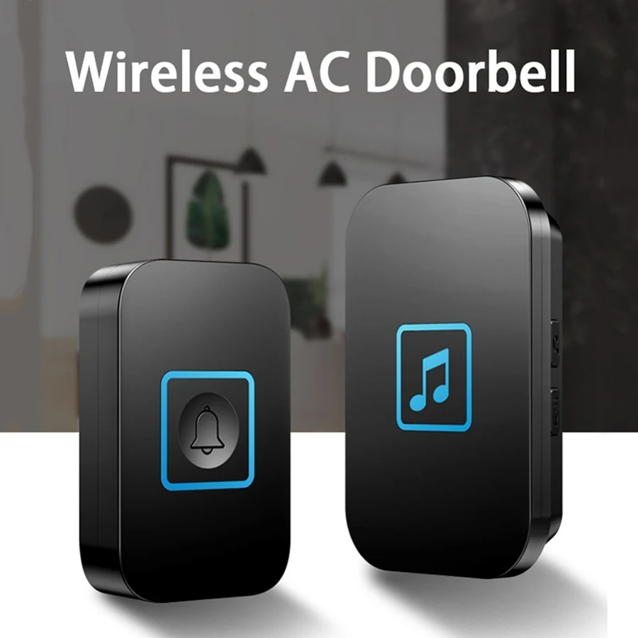

EU US UK Plug 60Melodies Wireless Doorbell Chime Kit Waterproof Push Buttons Door Bell For Home Office Classroom