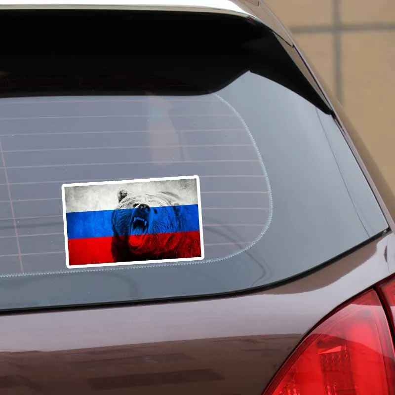 

Hot Hot Animal Bear Reflective Russia Flag Decal Art Pattern Car Sticker Styling Sunscreen Decal 16*10cm Vinyl