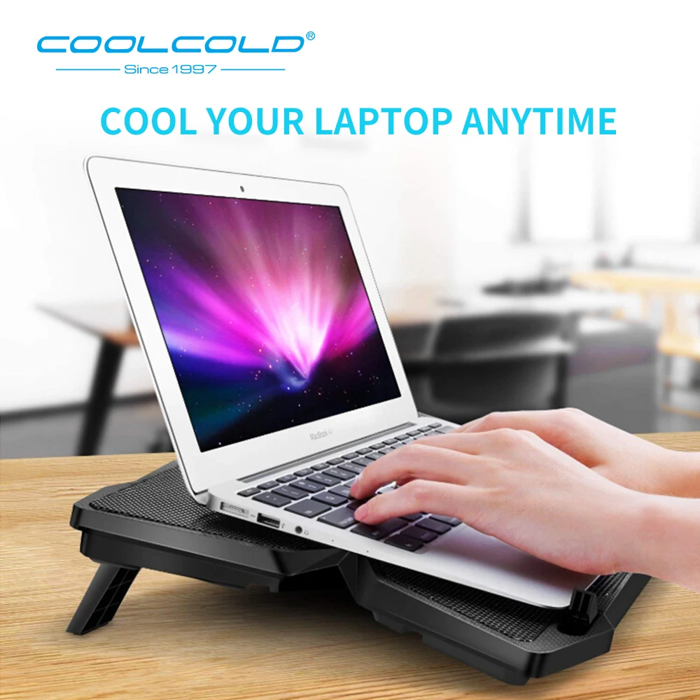 laptop cooler laptop cooling pad notebook gaming cooler stand with four fan and 2 usb ports for 14 17inch laptop free global shipping