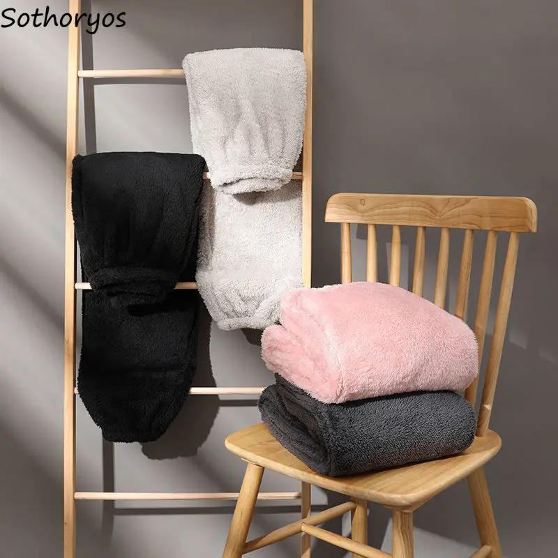 

Популярные фланелевые женские брюки для сна, зимняя простая универсальная теплая Милая повседневная домашняя одежда в Корейском стиле, свободная плюшевая одежда для отдыха