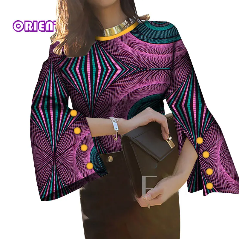 Африканская блузка для женщин с длинным рукавом Дашики Топы рубашка женская