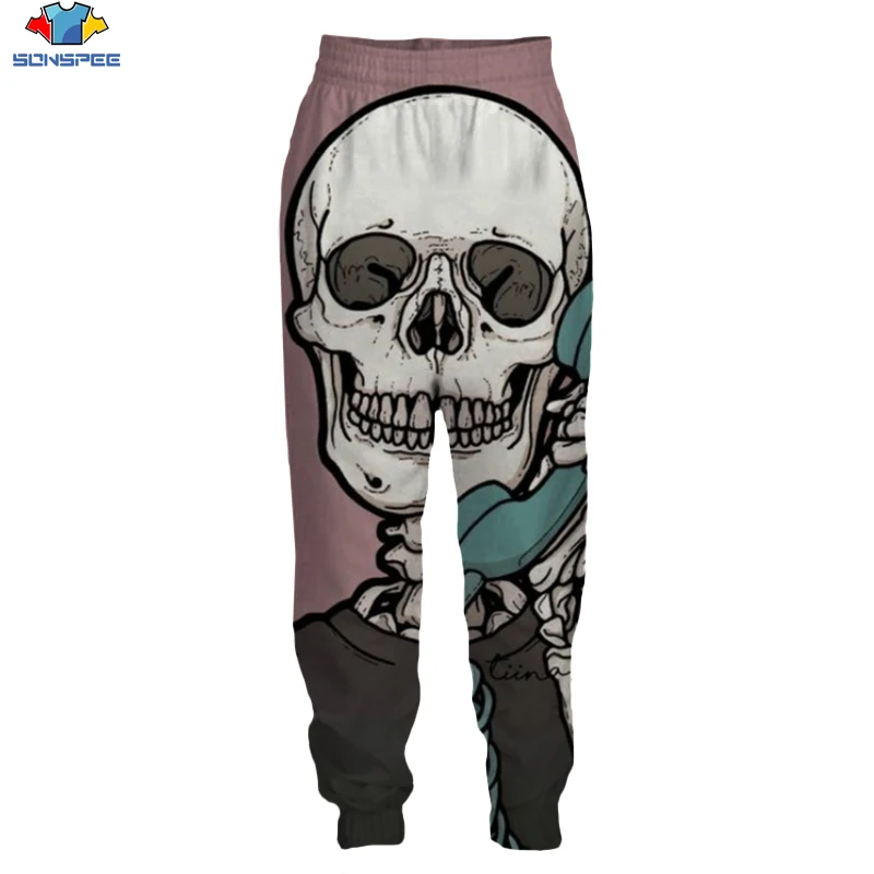 

SONSPEE Stree Casual Art Bone Long Pant Streetwear Novelty Fashion 3D Print Trousers novelty Harajuku Men Sweatpants