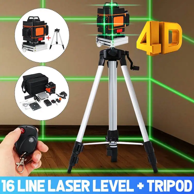 

4D 16 Lines Green Laser Levels 360 Horizontal &Vertical Cross Lines With Auto Self-Leveling super powerful Indoors and Outdoors